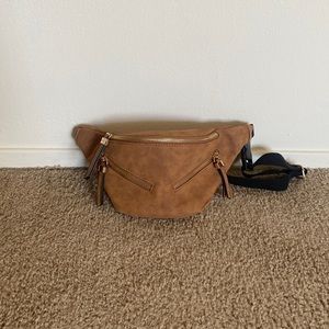 Camel Faux-Leather Belt Bag